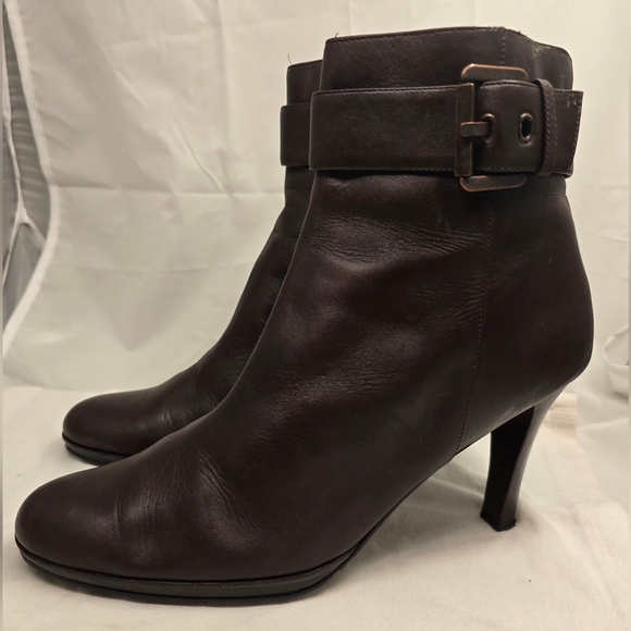Alfani Shoes - Alfani Dark Brown Leather Ankle Boots with Buckle 7 1/2